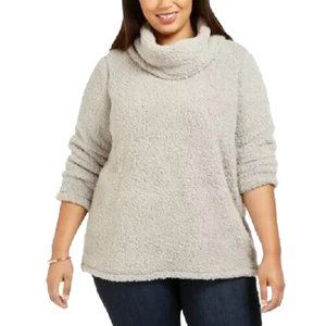 Style & Co Women's Plus Size Cowlneck Faux Sherpa Sweater Misty Harbor Size 3X